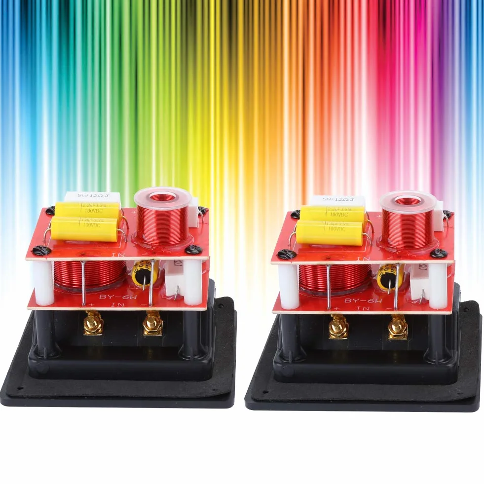 Lot de 2 Filtres Croisés HiFi, Tweeter Basse, Haut-Parleur 2 Voies, Diviseur de Fréquence 120 W, Impédance 4-8 Ohms pour Bibliothèque de 3 à 8 Pouces Haut-Parleur HiFi Fever