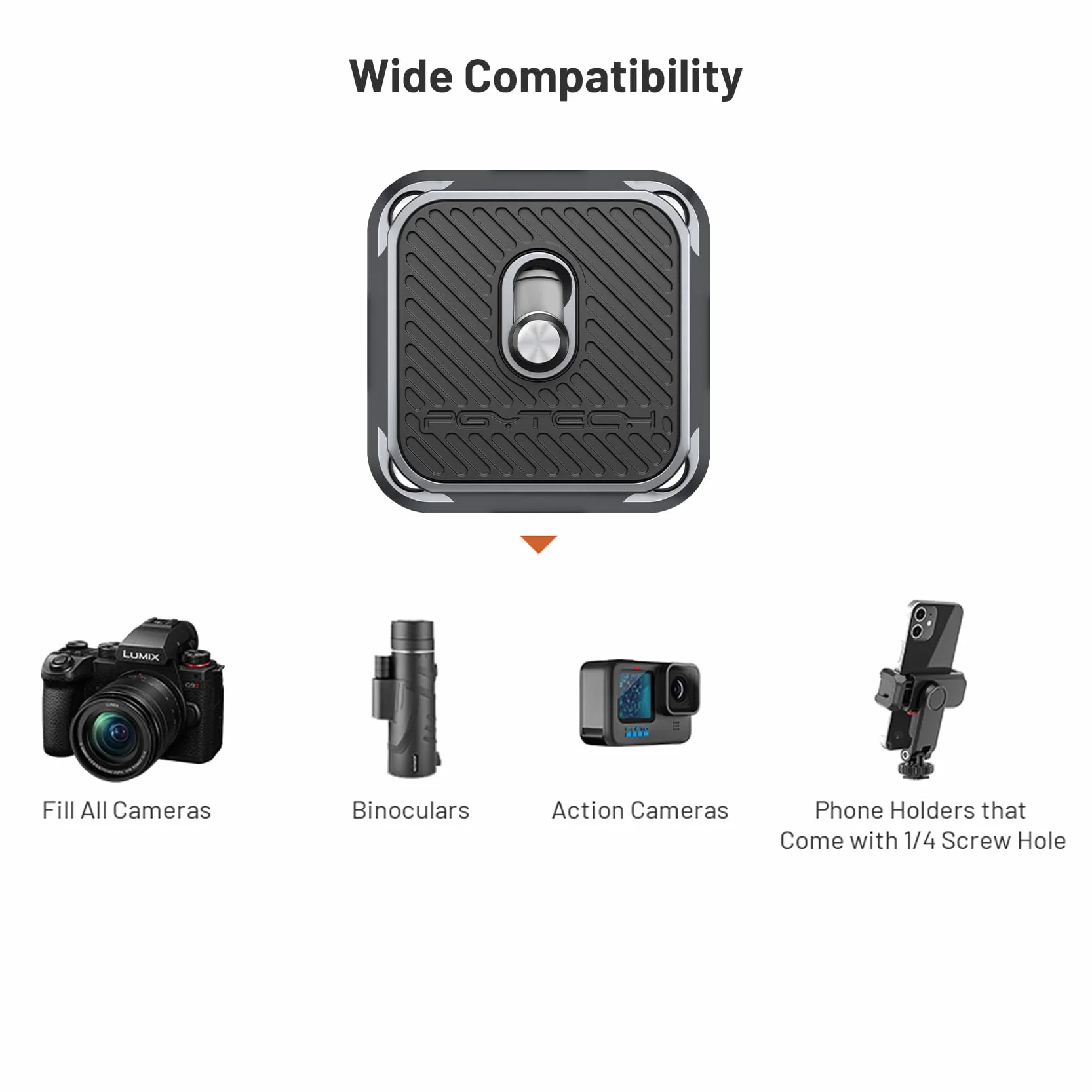 PGYTECH Plateau de Fixation Rapide Arca-Swiss, Montage Multi-Directionnel, Compatible avec Sony, Canon, Nikon et la Plupart des systèmes Photo (Plaque Seule)