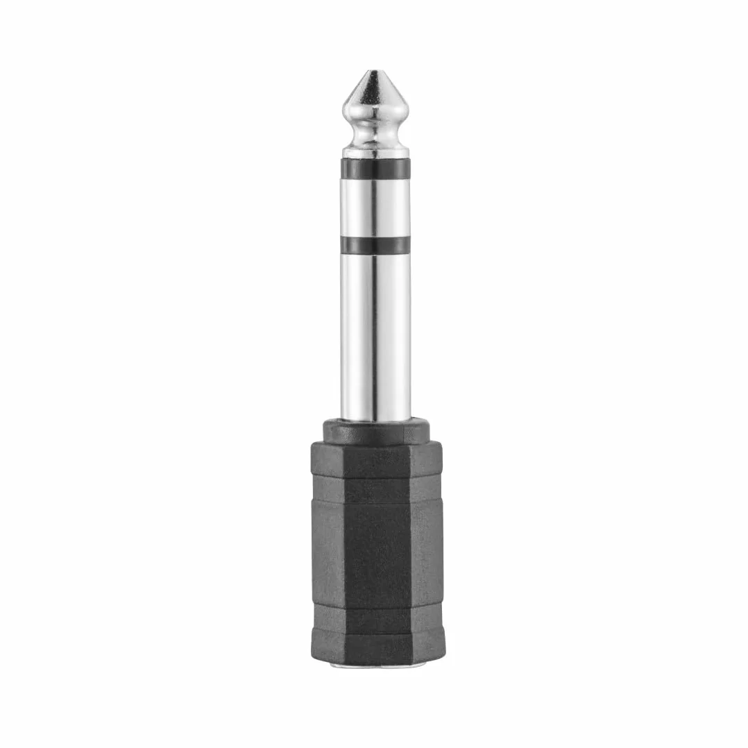 Hama Adaptateur Jack 6.35 vers 3.5 Garantie 10 Ans (Adaptateur Audio 6.35mm Mâle vers 3.5mm Femelle, Stéréo, Prise Casque, Audio Connecteur Stéréo pour Mélangeur Audio/Piano électrique/Clavier) Noir