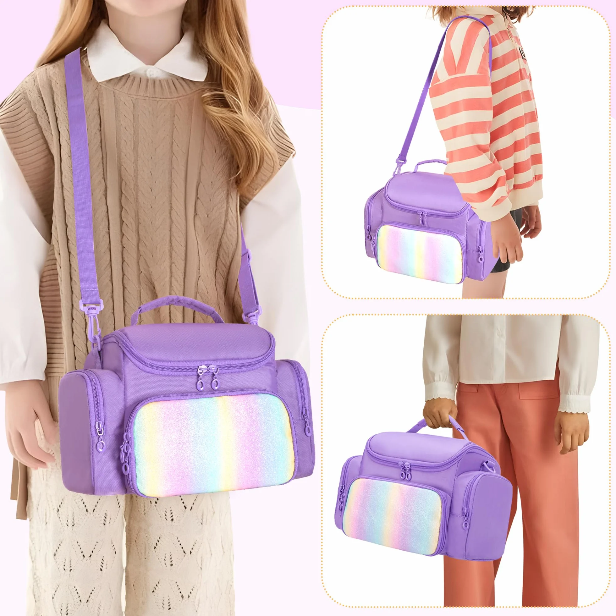 LoDrid Étui de Voyage Compatible avec Toniebox 2/1, étui de Transport pour Lecteur Audio avec bandoulière et poignée, Sac de Rangement avec Plusieurs Poches pour Accessoires, Violet, Sac Uniquement