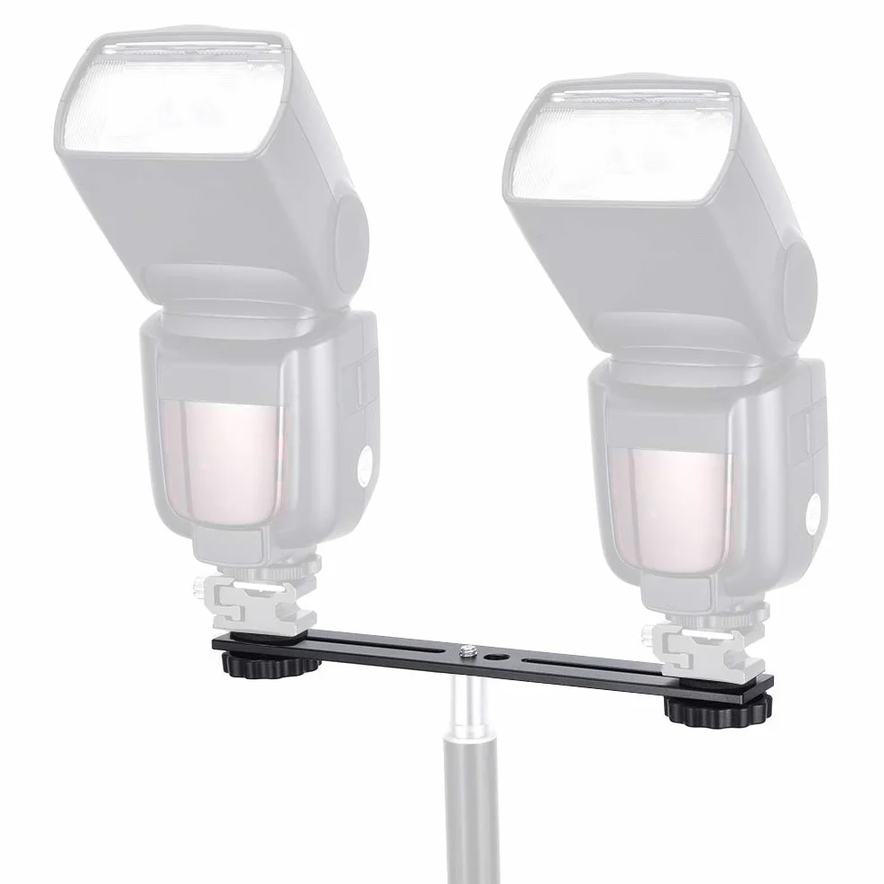 UTEBIT 2 Pcs Bracket Flash 20,5cm Support Extension Double Flash de Vis 1/4 Support Flash Studio en Alliage Aluminium Charge Maximale de 5kg pour Appareil Photo Trépied Monopode Microphone Lumière LED