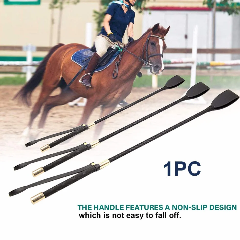 Kisbeibi Cravache pour chevaux d'équitation, manche en cuir PU, 30 cm