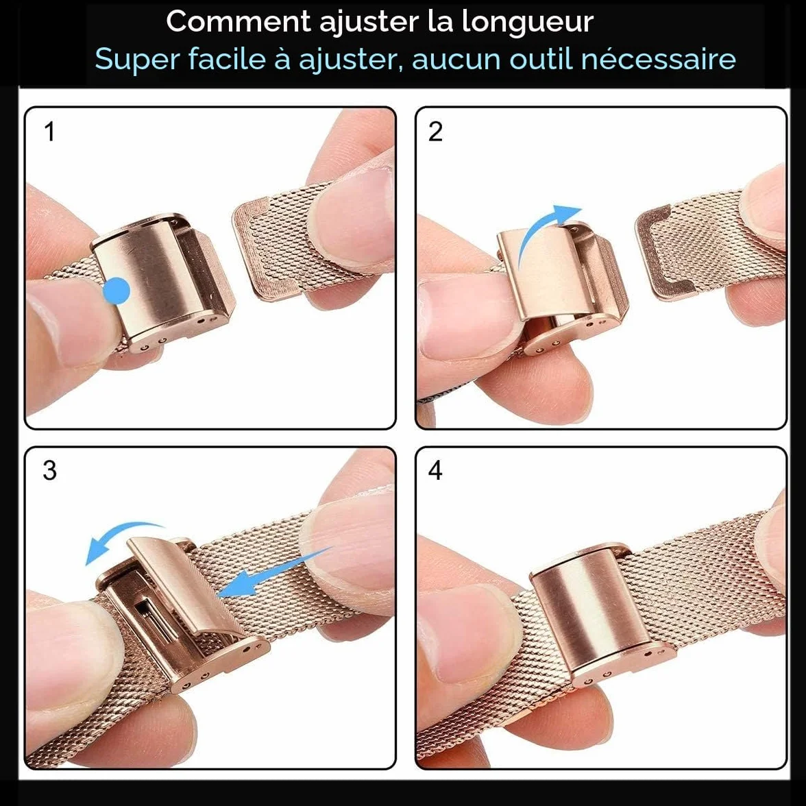 Aliwisdom bracelet de Montre 18mm pour Montre connectée, Smartwatch universelle Métal Acier Maille Bracelets de rechange de à libération Rapide pour Homme Femme (Or Rose, 18mm)