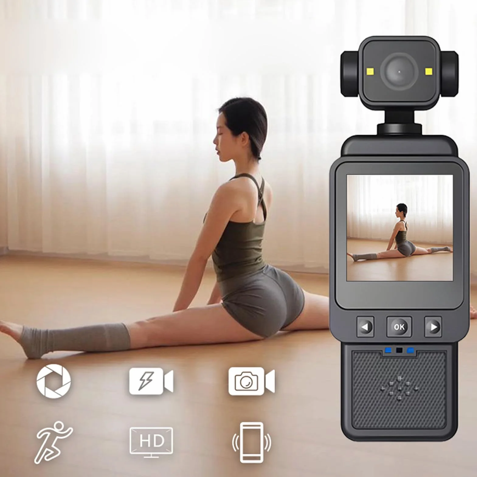 Topiky Caméscope, Caméra de Vlog Numérique de Stabilisation Multi-axe pour Youtube, Caméras Corporelles avec Enregistrement Audio et Vidéo, de Vidéo Portable Vlogging