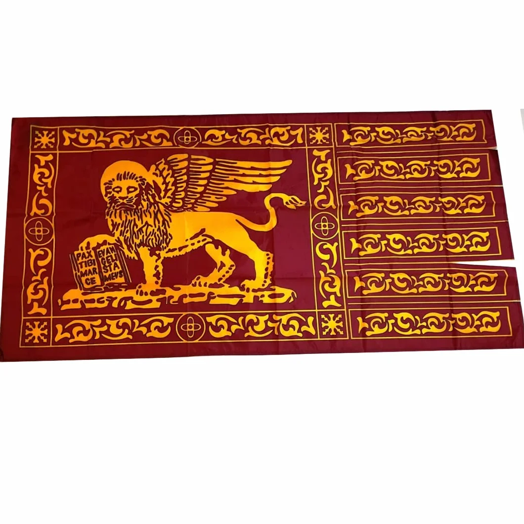 Drapeau Serenissima 90 x 150 cm Armoiries République Venise Lion Livre ouvert