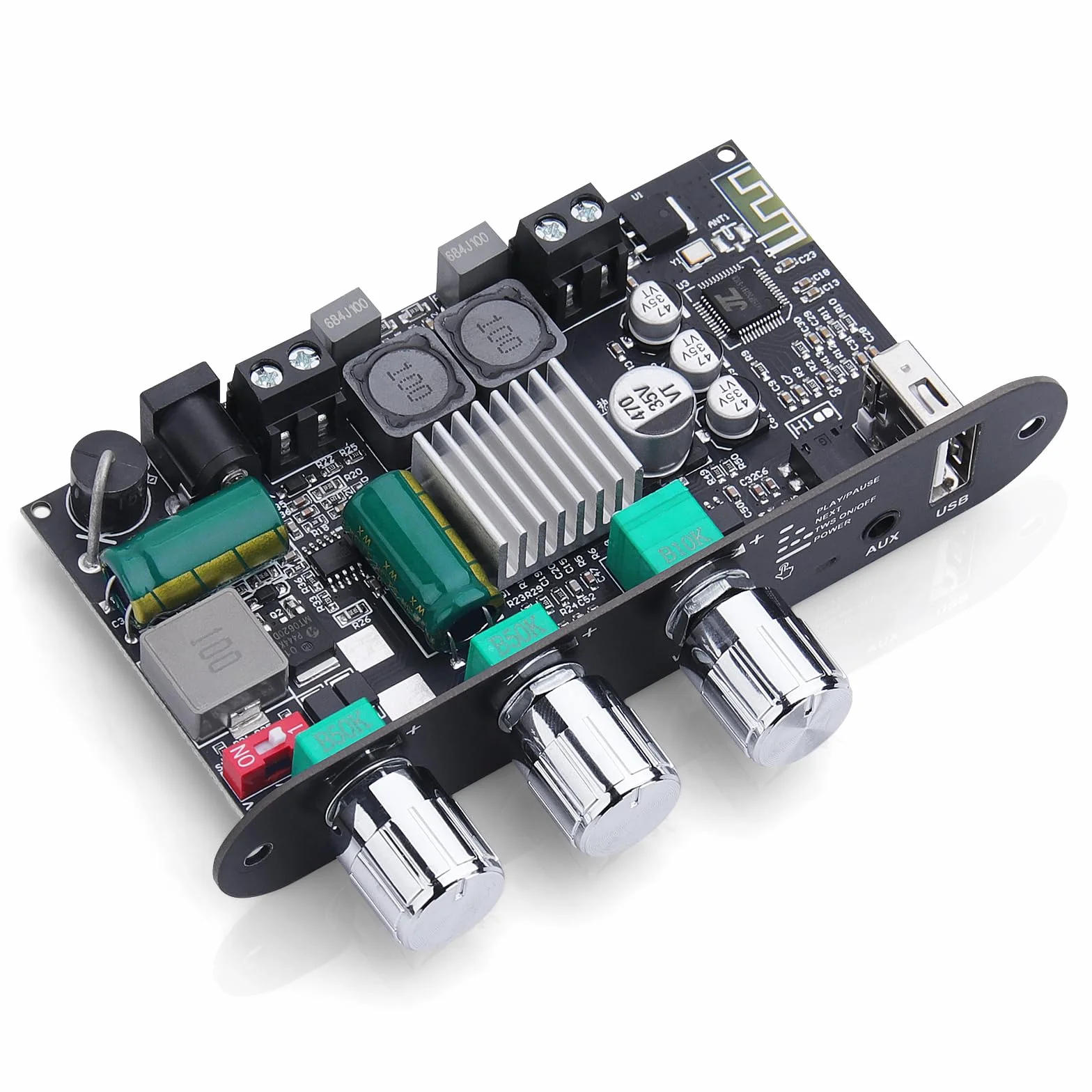 ZK-1001U Amplificateur audio Bluetooth 5.3 100W Stéréo HiFi avec entrée TB/USB/AUX