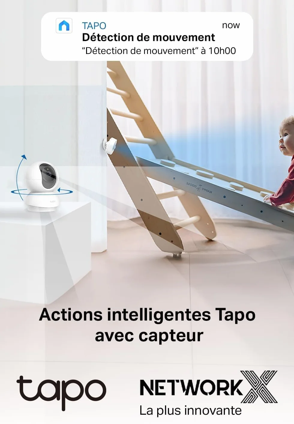 Tapo C200C Caméra Surveillance WiFi Intérieure 360° 1080p Vision Nocturne Détection Personne Suivi Mouvement Compatible Alexa