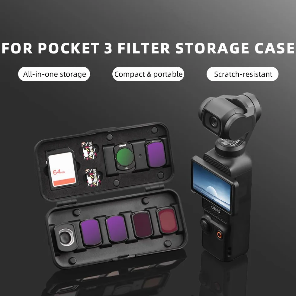 JOYSOG Étui de rangement pour filtre de poche 3, coque rigide pour filtre d'objectif d'appareil photo Pocket 3