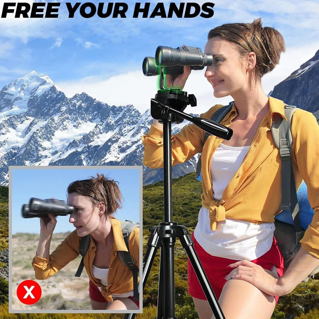 L Metal Binocular Adapter, Adaptateur Universel pour trépied binoculaire, Support en L, Adaptateur de Montage en métal 50 mm Compatible avec tous les trépieds 1/4, télescope, caméra, Noir