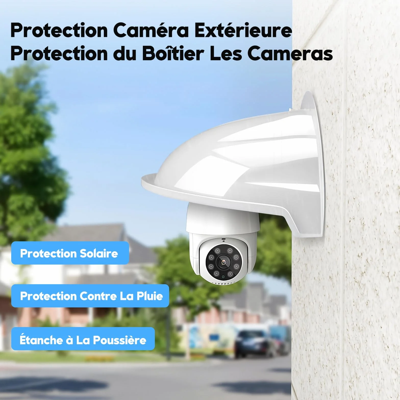 Boîte en Polypropylène 1 Pièce, Protection Imperméable pour Caméra, Pare-Soleil et Pare-Pluie Extérieur, Facile à Installer, Ivoire 22x27 cm
