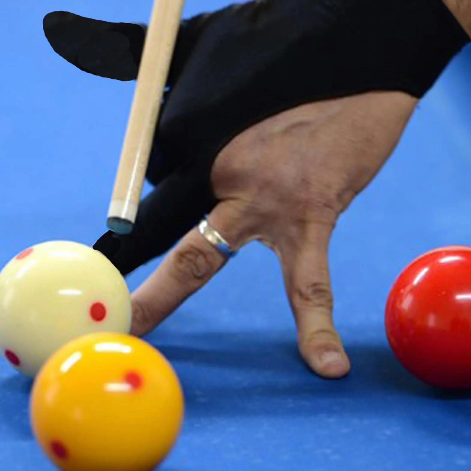 Gants de Billard élastiques en Lycra pour Main Gauche 3 Doigts Lot de 4 - Carom, Piscine, Snooker (Noir)