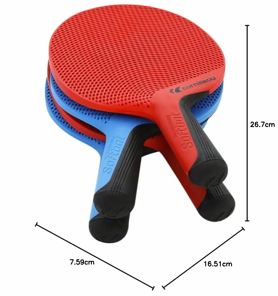 Cornilleau SOFTBAT Pack Quattro - 4 raquettes de ping-pong extérieur éco-conçues ultra durables + 4 balles