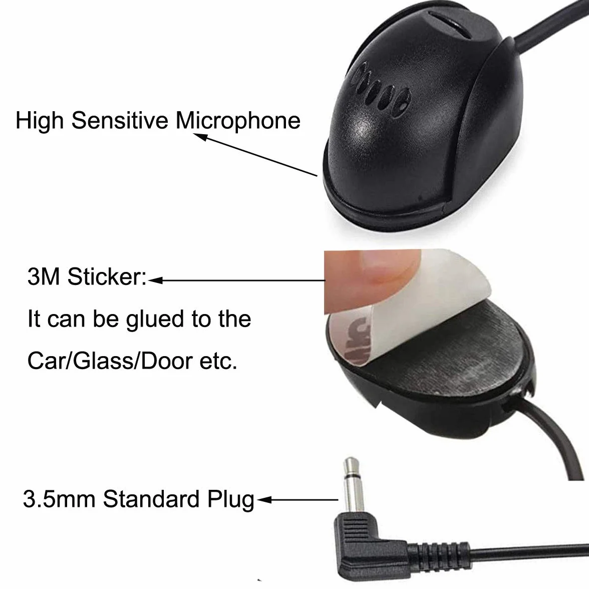 Microphone Externe de 2,5 mm pour Microphone de Voiture Pioneer Mic Externe de Remplacement pour Micro Autoradio Voiture Véhicule Unité Principale Bluetooth Audio Stéréo GPS DVD