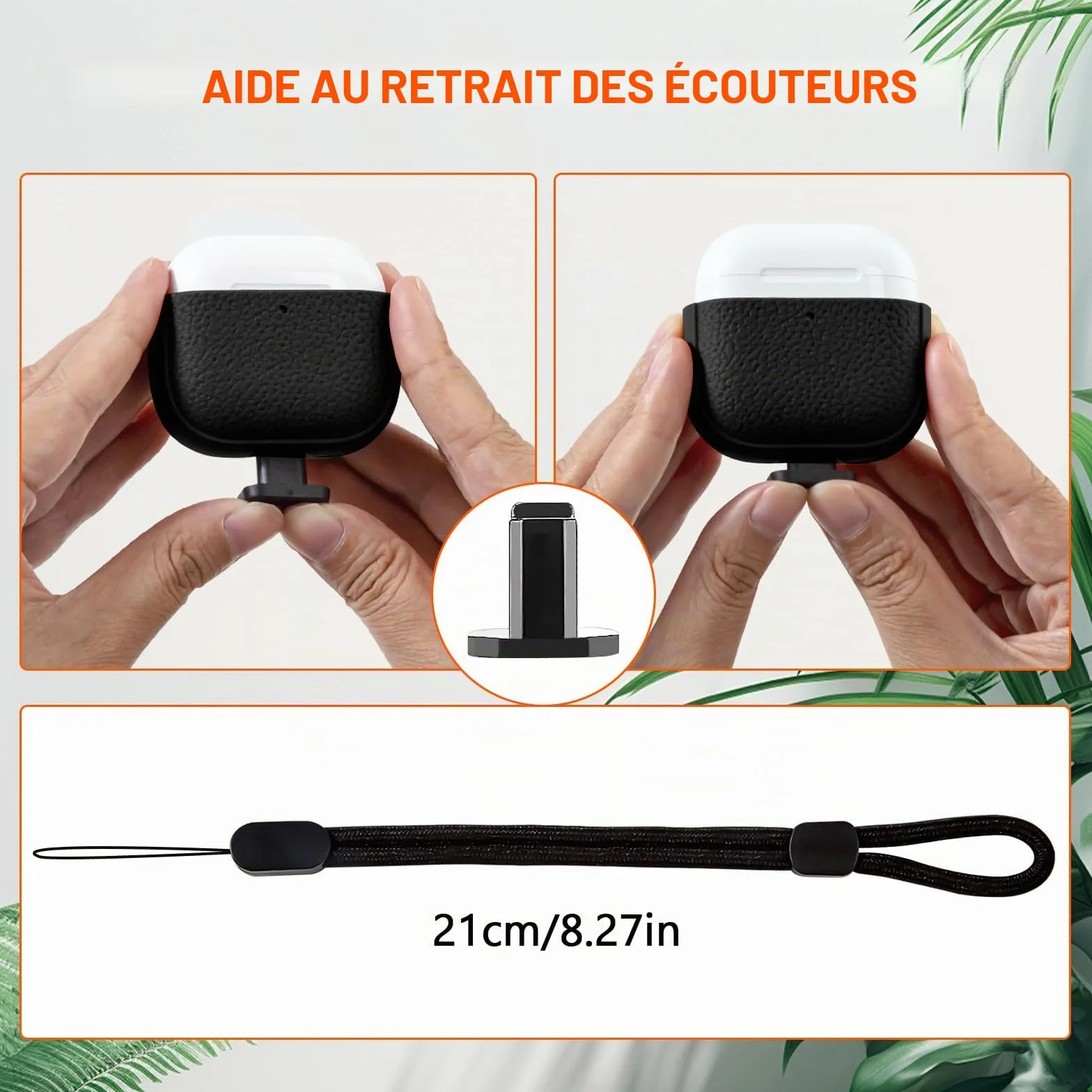 Coque AirPods 4 avec Dragonne, Protection Étui AirPods 4th Generation, Recharge sans Fil Noir