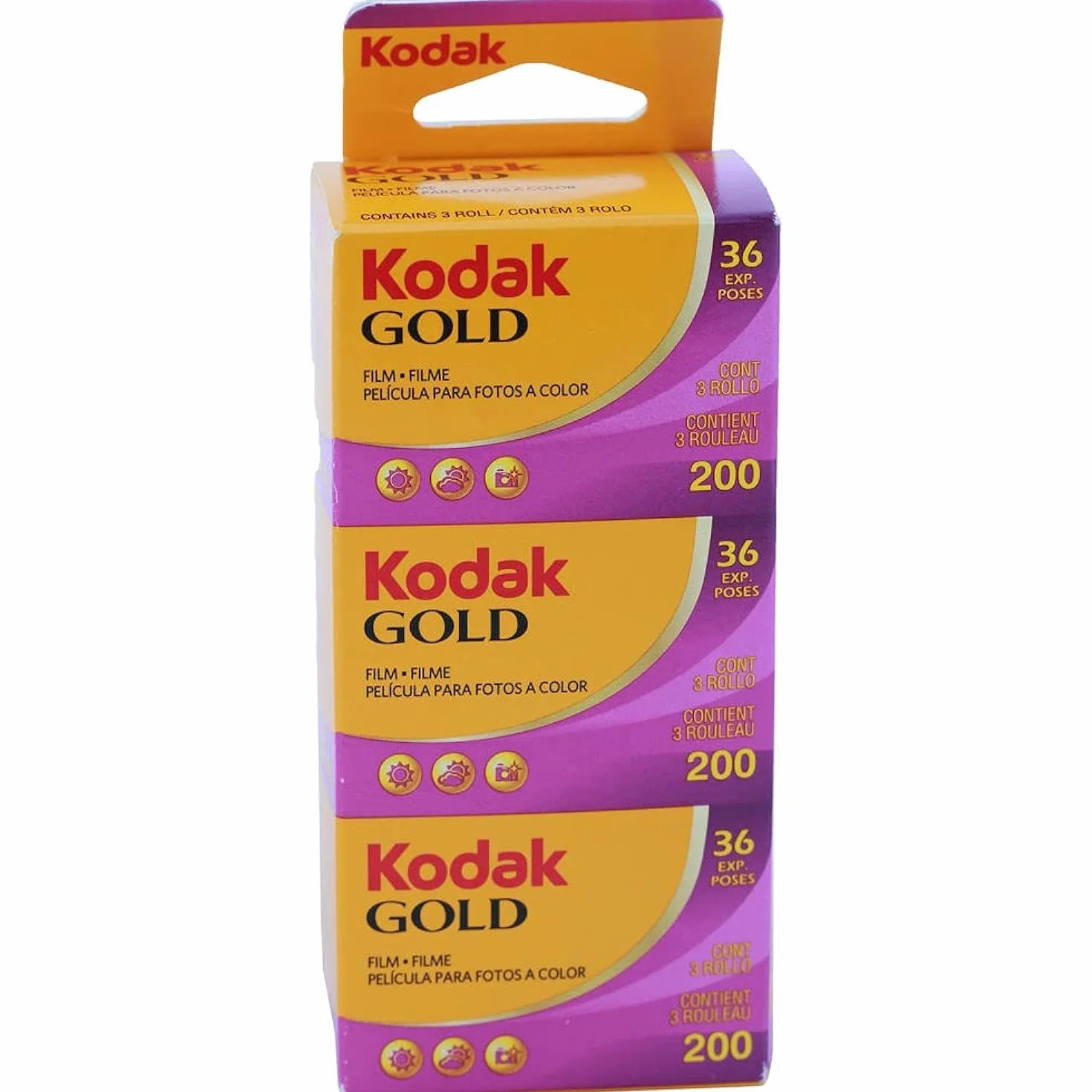 Kodak – Lot de 3 pellicules Gold 200 GB135-36, Emballage Vertical