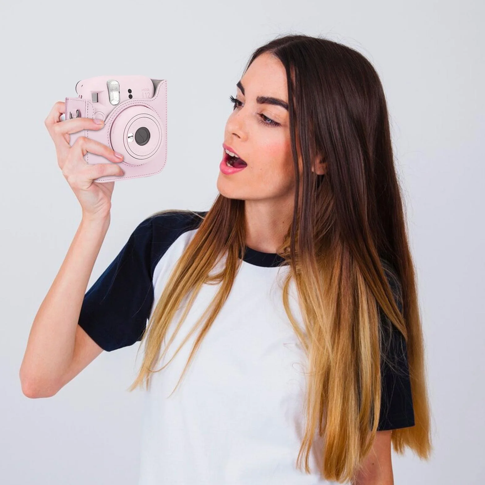 Fujifilm Instax Mini 12 Housse Appareil Photo Instantané Sac de Voyage Rose