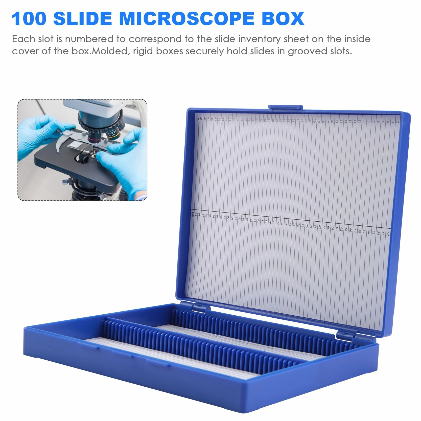 Plastique Rectangle 100 Microslide Diapositive Microscope Boite