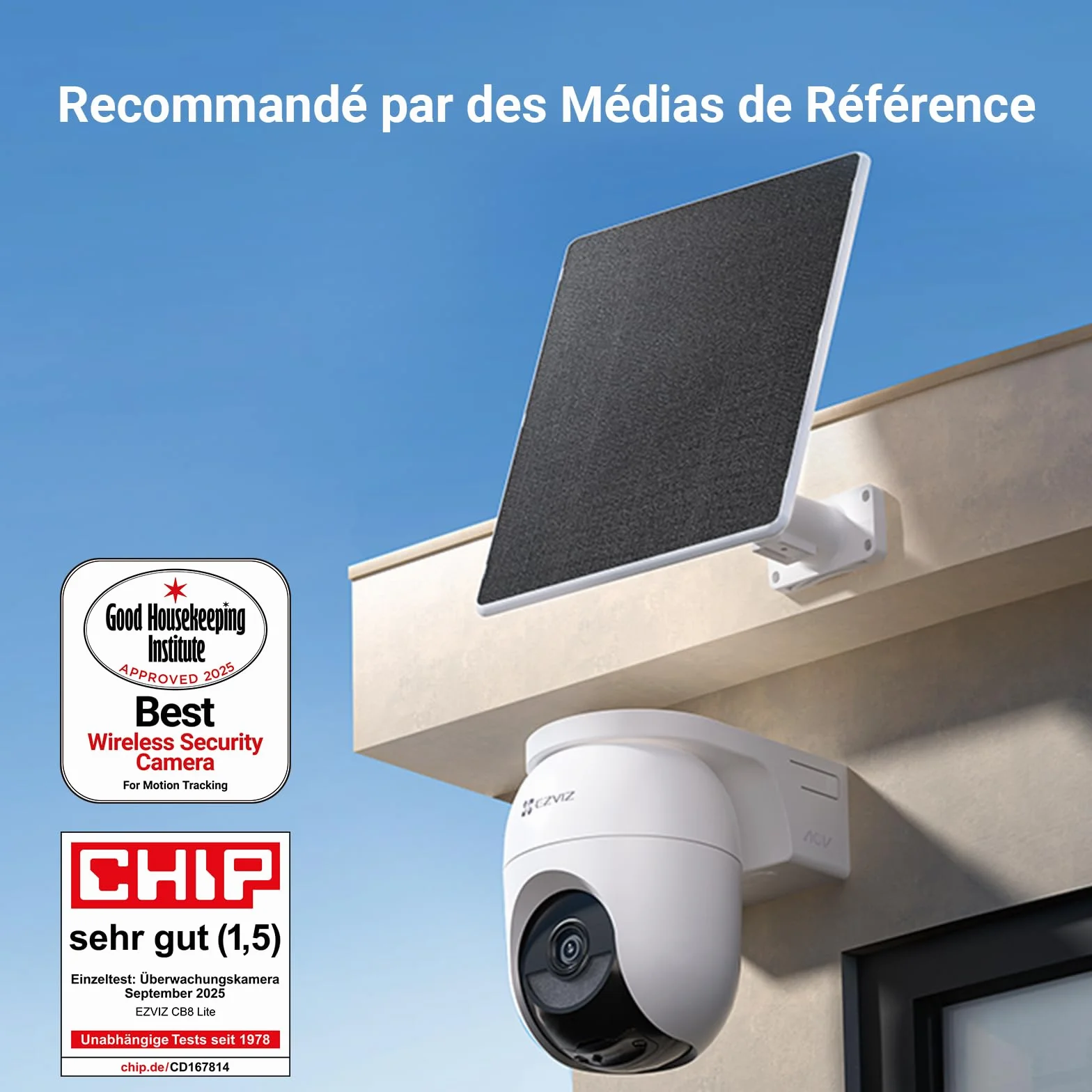 EZVIZ CB8 Lite 4MP+5W Caméra Extérieure sans Fil 2K+ WiFi 6 PT avec Détection de Personnes et Véhicules