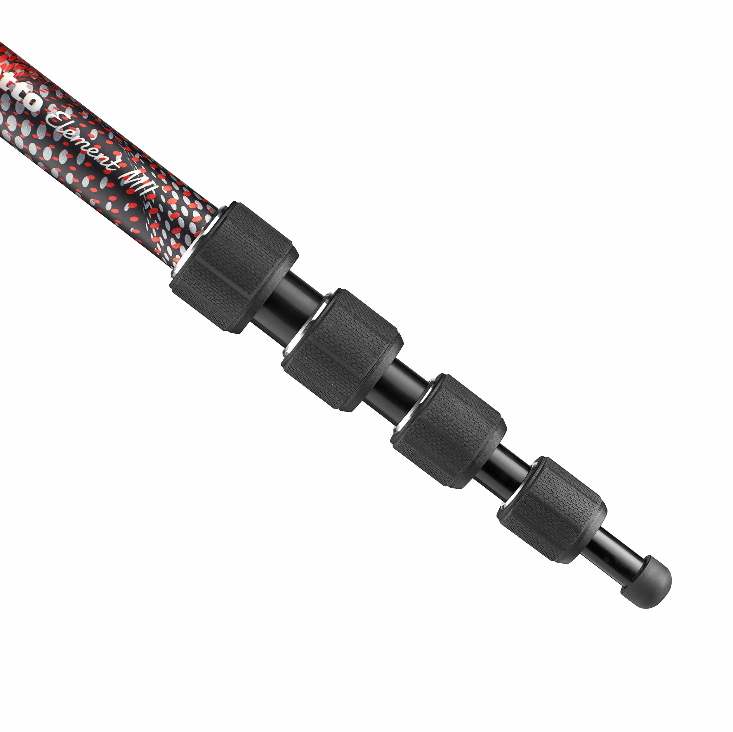 Monopode Manfrotto Element MII MMELMIIA5RD Rouge, à 5 Sections en Aluminium, avec dragonne, poignée en Caoutchouc, bagues de Serrage, Charge de 16 kg, pour Appareil Photo Compact, Hybride ou Reflex