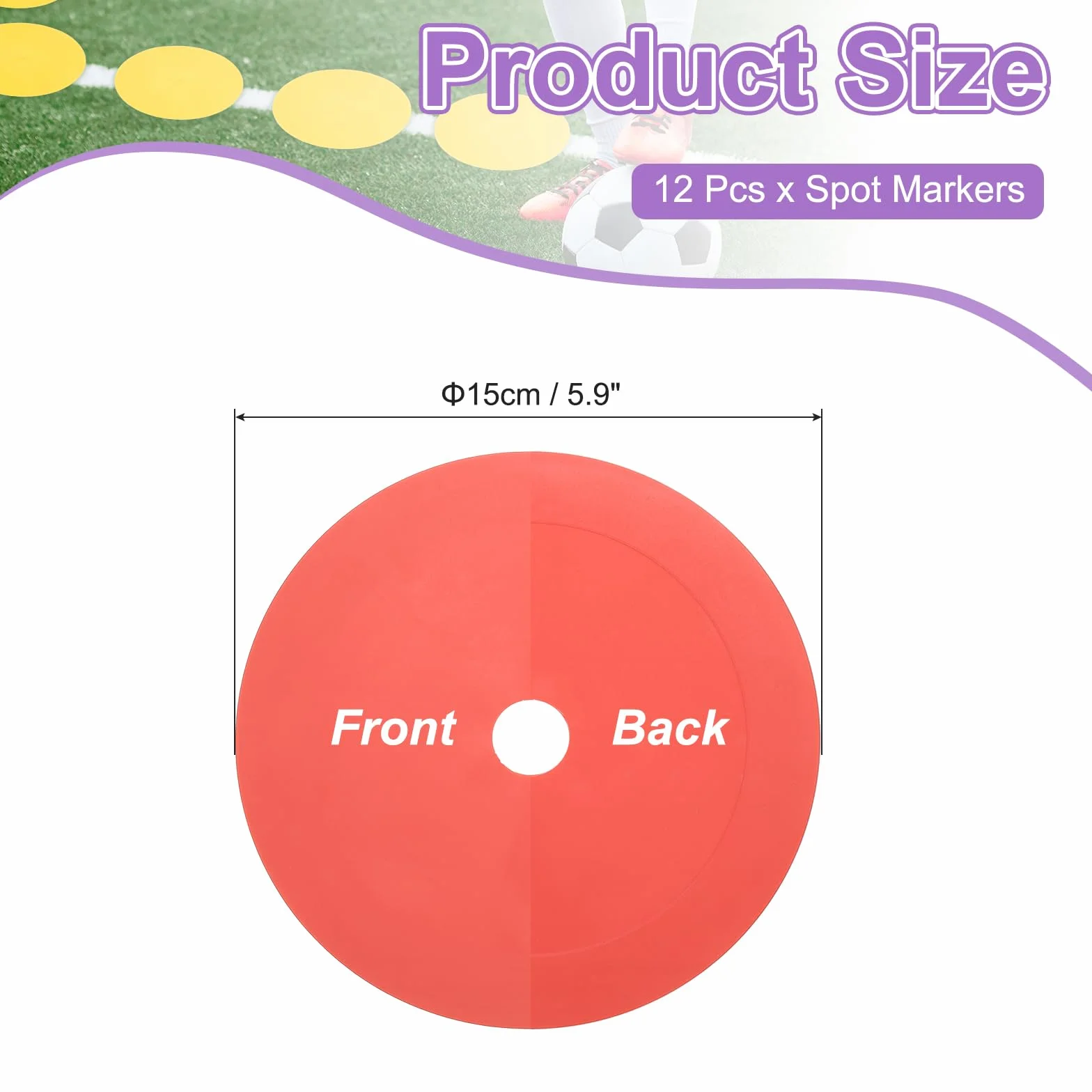 PATIKIL Marqueurs Au Sol 6 Pouces 12 Pcs Points Antidérapants Cônes Plats pour Gym Football Sports Orange