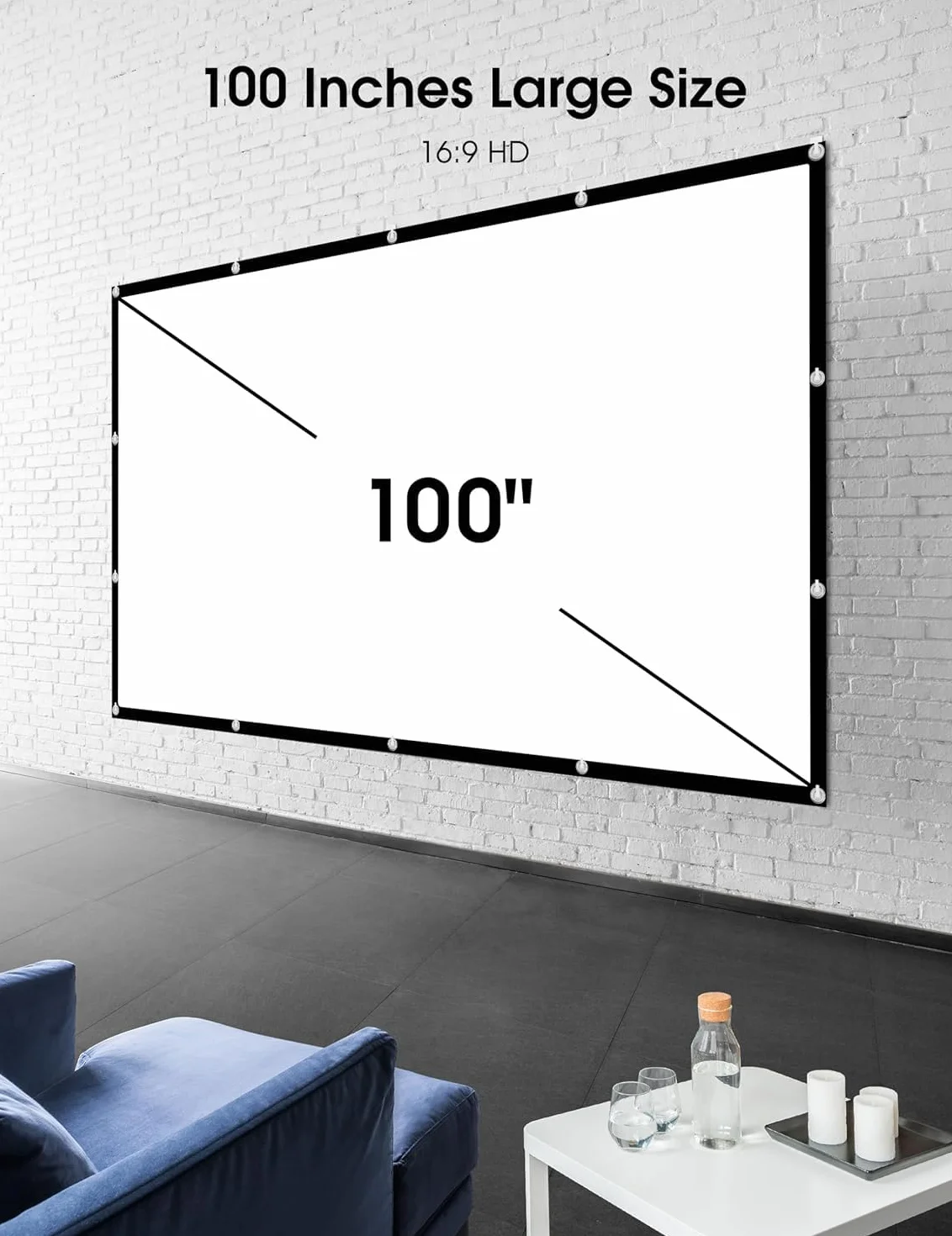Osoeri Écran de Projection Portable 100 Pouces 16:9 HD Double Face Anti-Plis