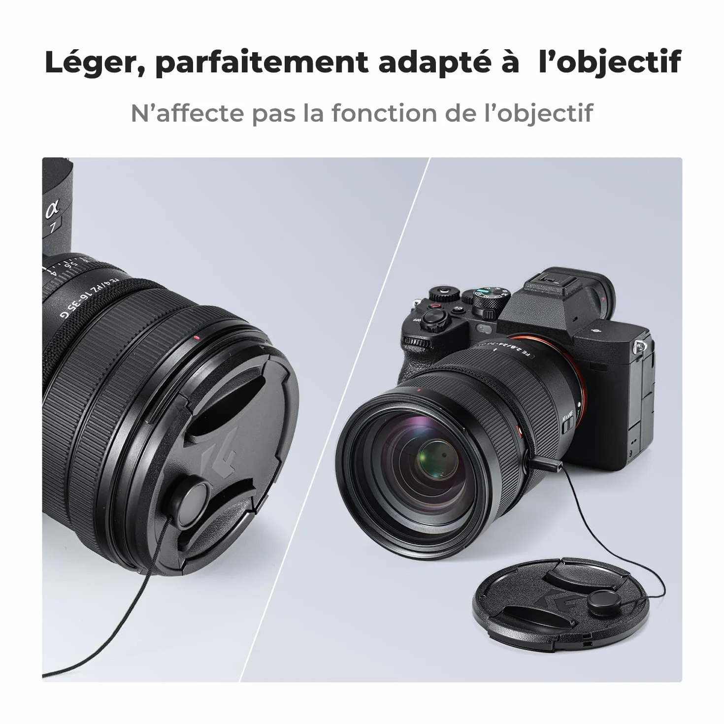 K&F Concept 6 Pièces Élastique pour Bouchon Courroie Lens Cap Keeper + Chiffon de Nettoyage Compatible avec Objectif Appareil Photo Canon Nikon Sony Olympus Fujifilm Pentax Panasonic Leica