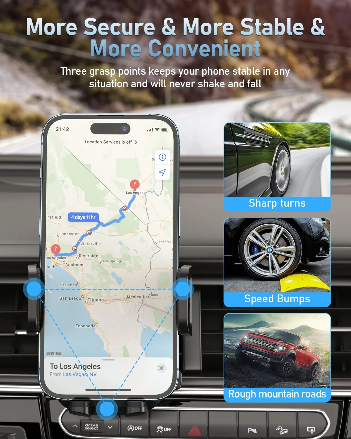 Support Téléphone Voiture [Clip de Qualité Militaire] pour Smartphone 4-7", Accroche Téléphone Rotatif à 360° – Compatible iPhone 16/15/14/13 Pro Max, Samsung/Xiaomi/Huawei