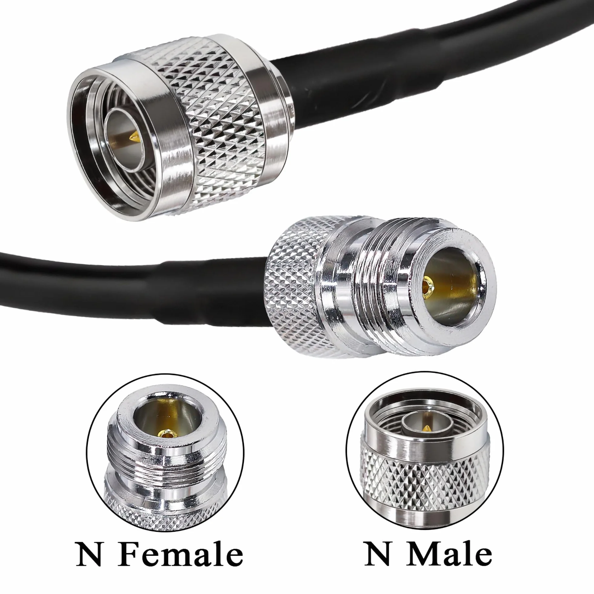 TUOLNK Câble de type N RG58 49,2 pi (15 m) N câble d'extension mâle à N femelle à faible perte N câble mâle à femelle noir pour routeur Wifi antenne 3G 4G LTE