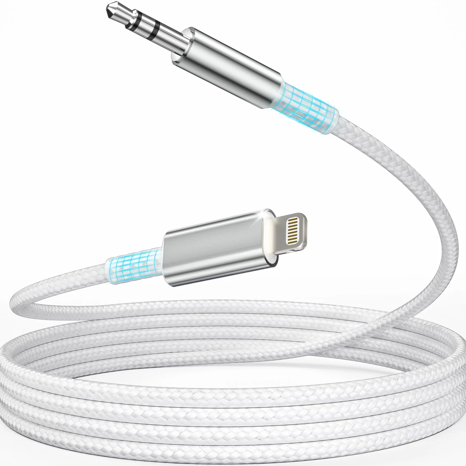 Cable Jack i Phone 1,2M [Certifié MFi] Audio Cable Auxiliaire Voiture i Phone Light-ning Cable Jack 3.5mm Compatible avec iPhone 14/13/12/11/X pour Autoradio/Casque/Enceinte, Argent