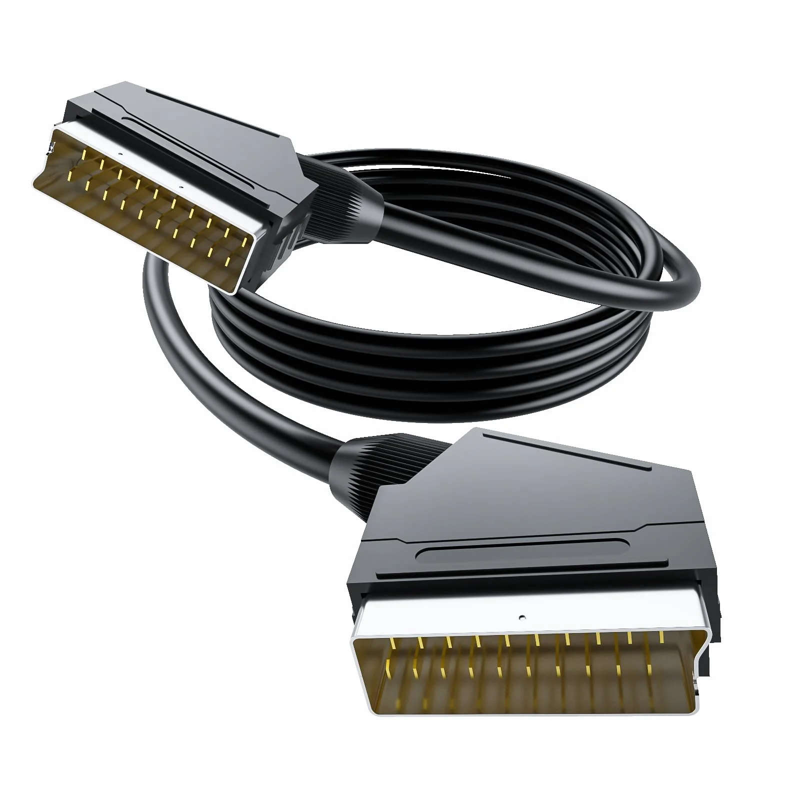 BolAAzuL Câble péritel RVB 21 broches 1,5 m - Câble péritel RVB vers péritel avec prise mâle vers mâle - Transmission bidirectionnelle - Noir - Entièrement câblé - Pour TV, enregistreur, lecteur DVD