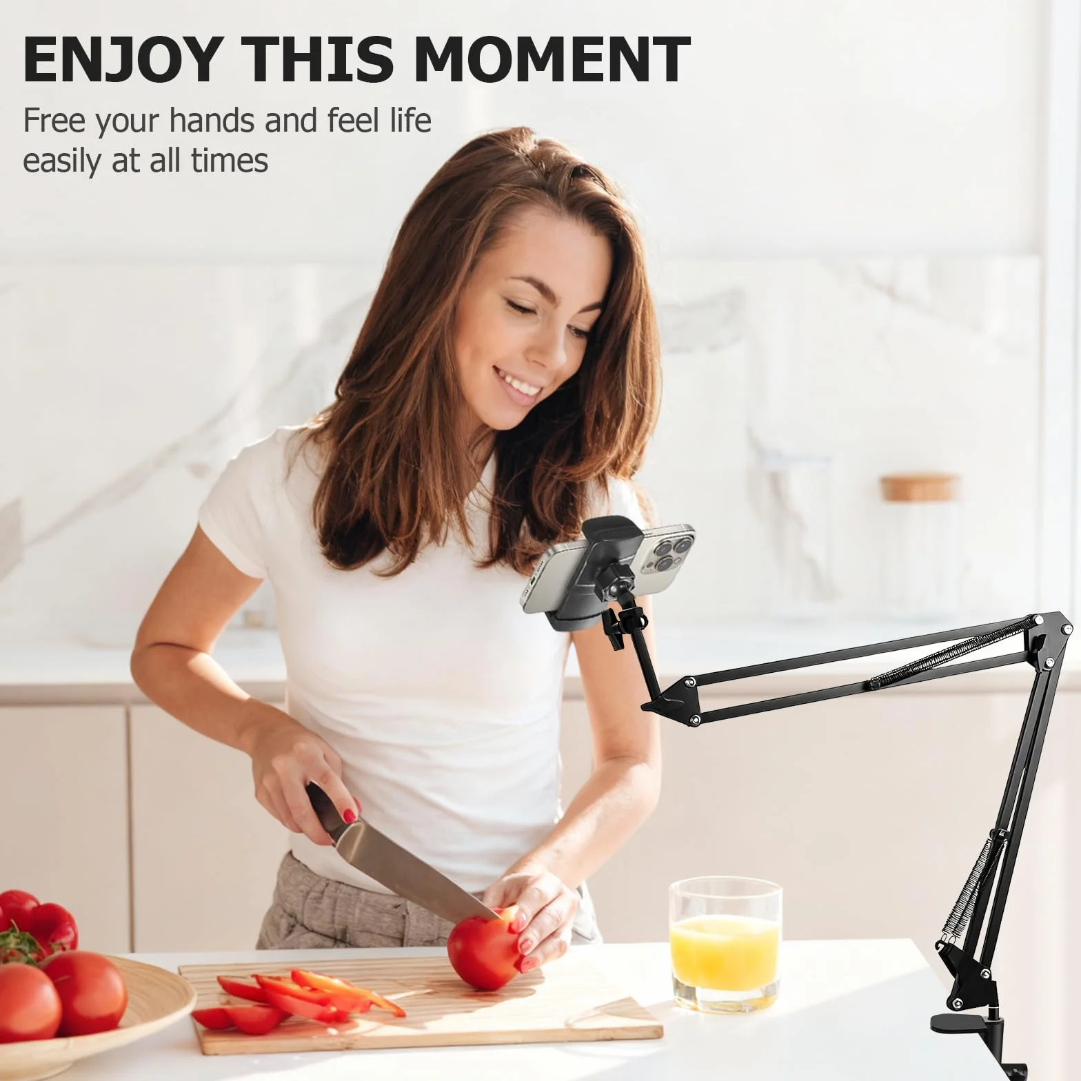 Support Telephone Lit, Support de Téléphone Portable avec Bras Articulé et Clip de Câble Porte de Téléphone Portable Flexible Bureau Bras Articulé Flexible pour Smartphone de 4 à 7 Pouce