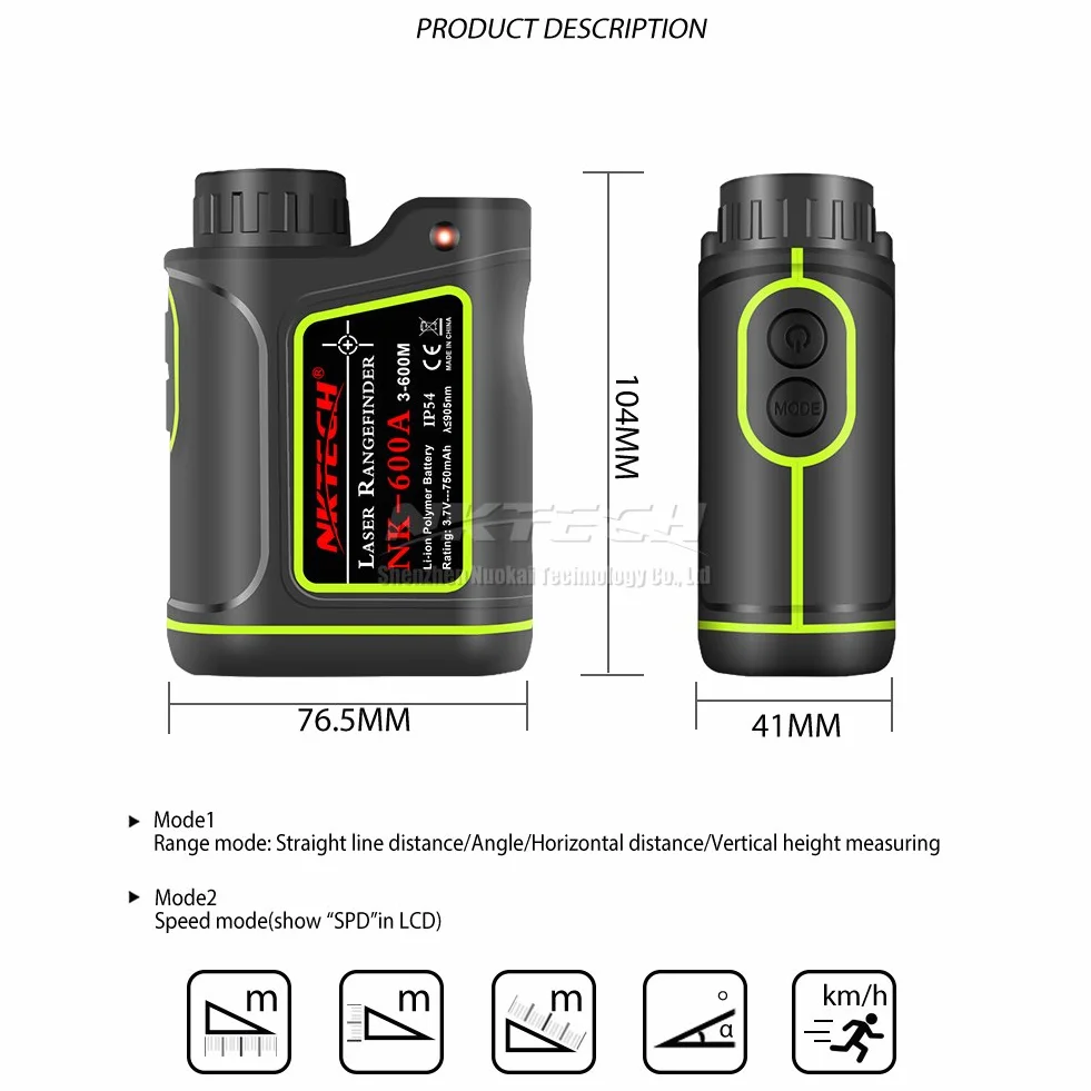 Télémètre laser 4-en-1, portée 1500 m, grossissement 8x, rechargeable, pour chasse et golf