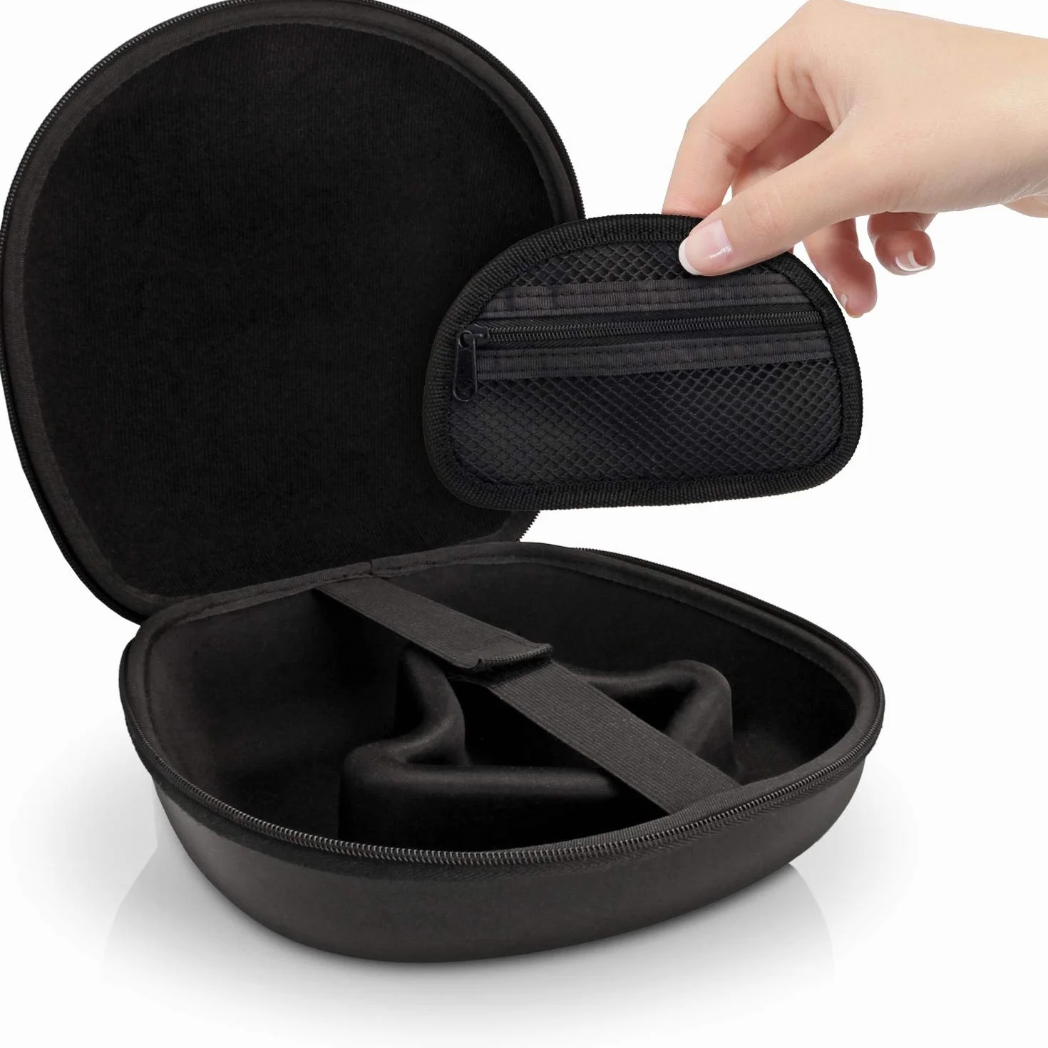 iGadgitz U3804 EVA Etui Housse Rigide de Rangement Casque Headphones 21.5 x 20.5cm Noir