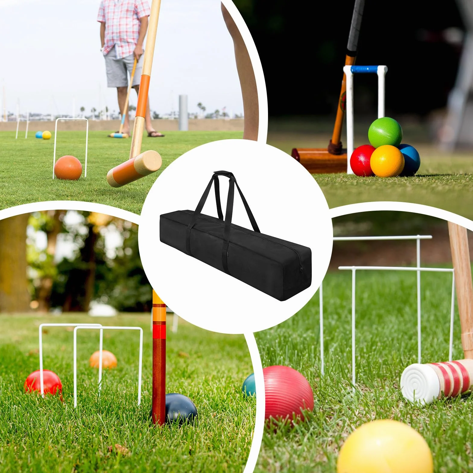 Sac de croquet – Sac de transport d'équipement de sport robuste, grande poignée pour pelouse en plein air