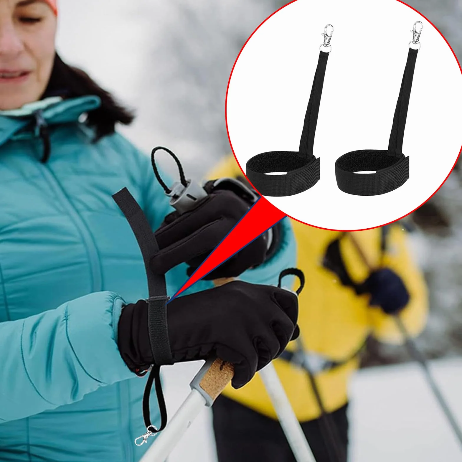 Sangles Gants Ski Nylon avec Bouton Métal pour Snowboard Accessoires
