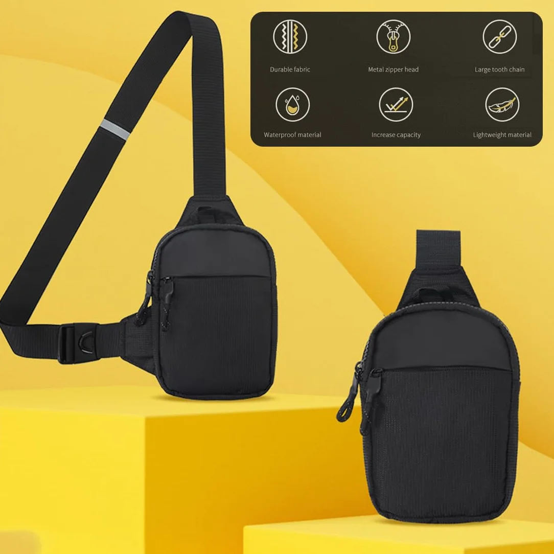 Amacoam Sac Bandoulière étanche Sport Sling Crossbody Nylon Noir 7.5"
