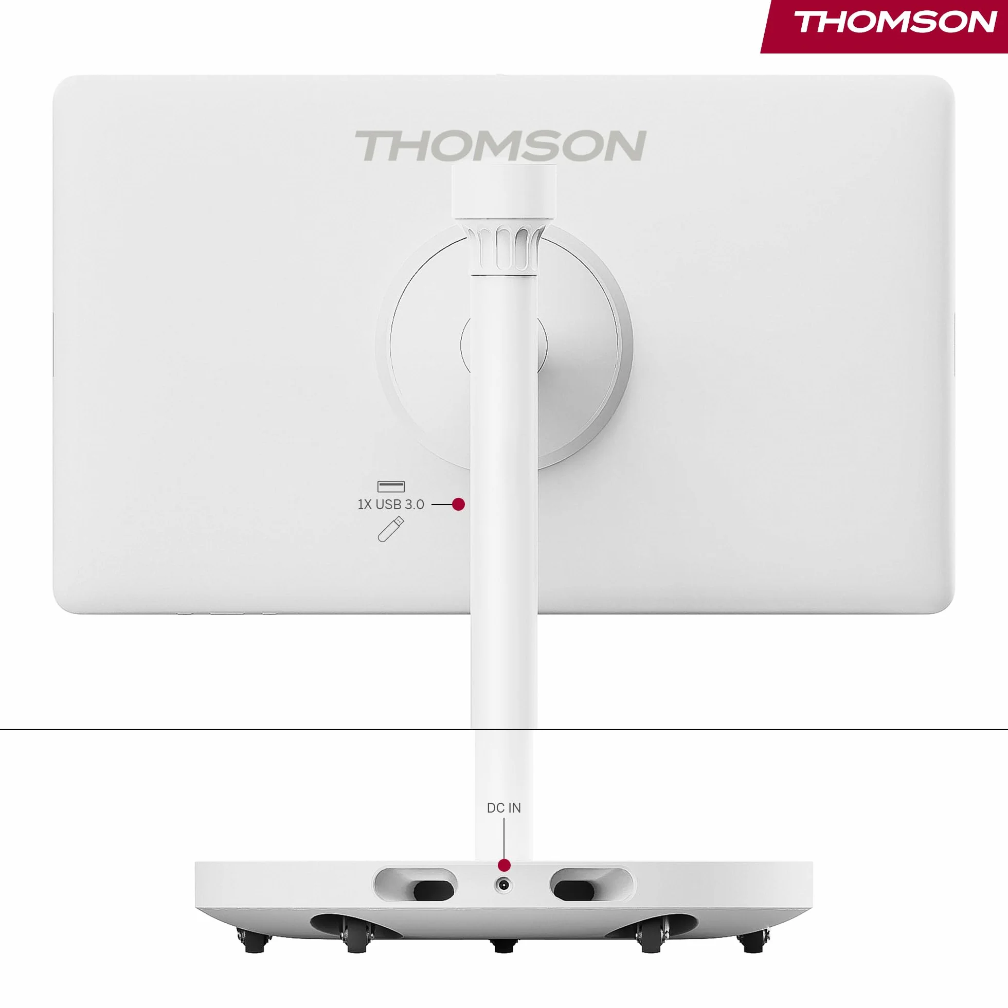 THOMSON Go Plus Pro Écran Tactile Intelligent 27 Pouces (69 cm) FHD Android Commande Vocale Hotspot Caméra 5MP Caisson de Basses WiFi 6 Bluetooth Batterie 4 Heures Support Portable