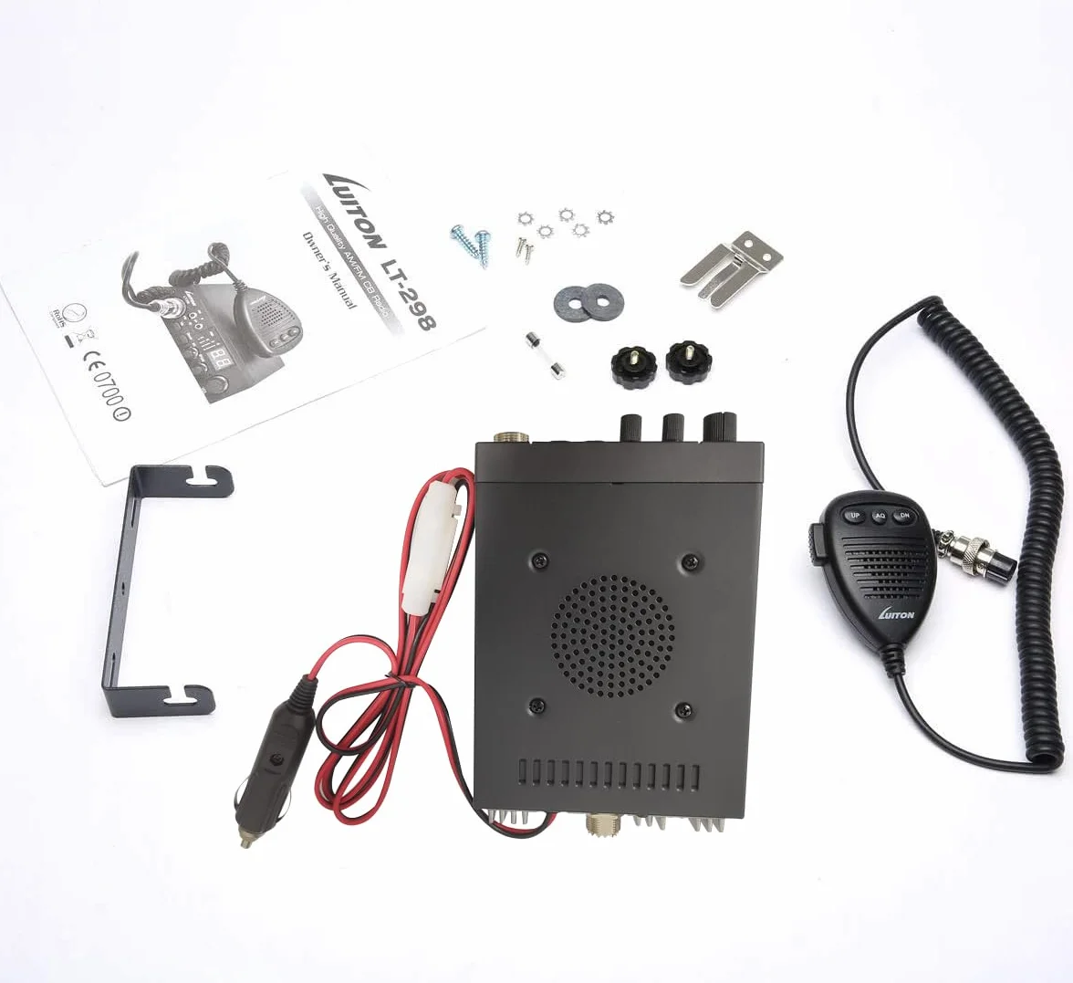 LUITON Radio CB LT-298 40 canaux design compact avec prise haut-parleur externe, grand écran LED facile à lire, compatible avec tension 12-24 V