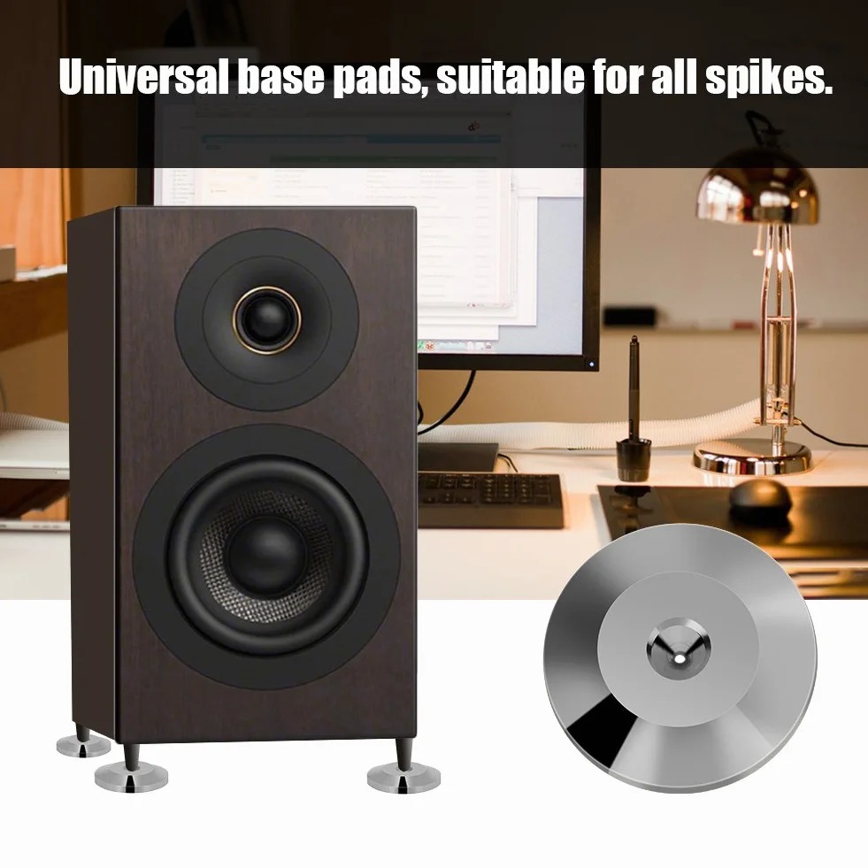 8 pcs Enceinte Pointes Coussinets Universel Contre-Pointe en Cuivre Chocs Base Pad Isolation pour Haut-Parleur 25x4 mm Pieds Amortisseurs Pad Anti-chocs Couleur Pistolet