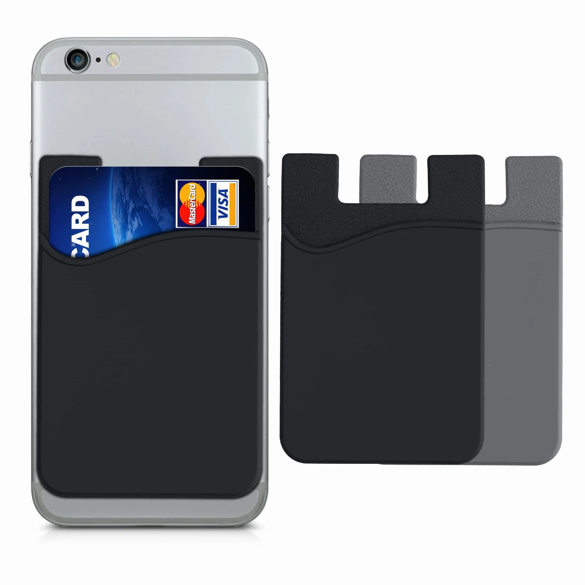 kwmobile Porte-Carte Adhésif Silicone pour Smartphone - Pochette Autocollante Format Carte Bleue