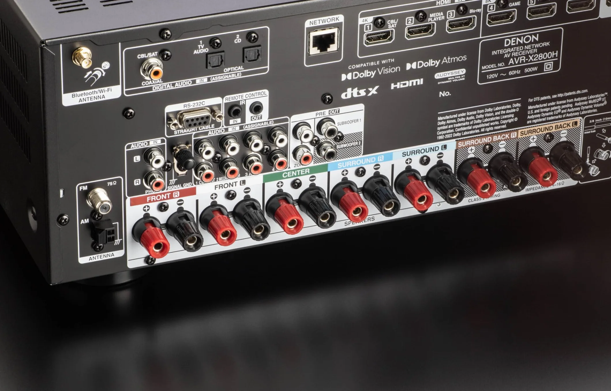 Denon AVR-X2800H Amplificateur AV Home Cinéma 7.2 Canaux 150W HDMI 8K Dolby Atmos DTS:X Noir