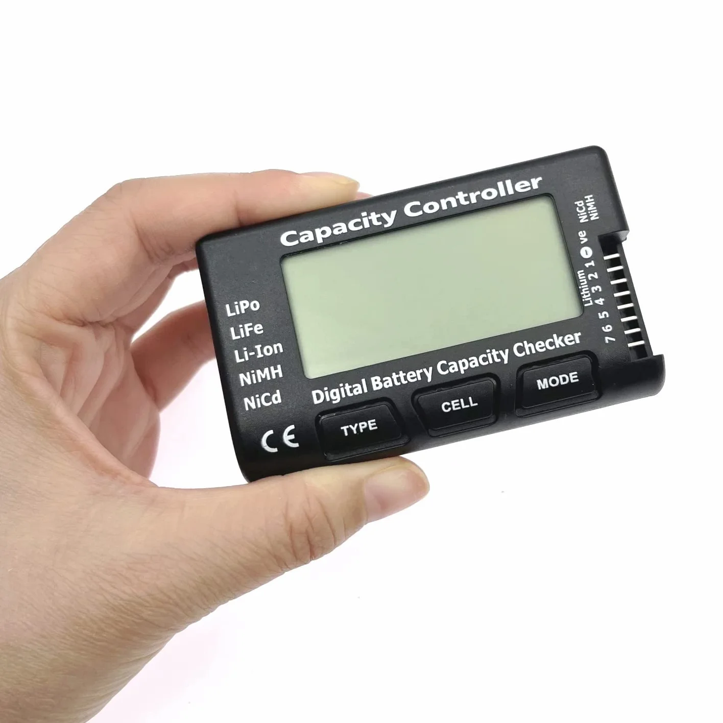 JZK Cellmeter-7 Petit compteur de batterie, testeur numérique de capacité de batterie, testeur de tension de batterie pour LiPo LiFe Li-Ion NiMH NiCd, testeur de batterie LiPo