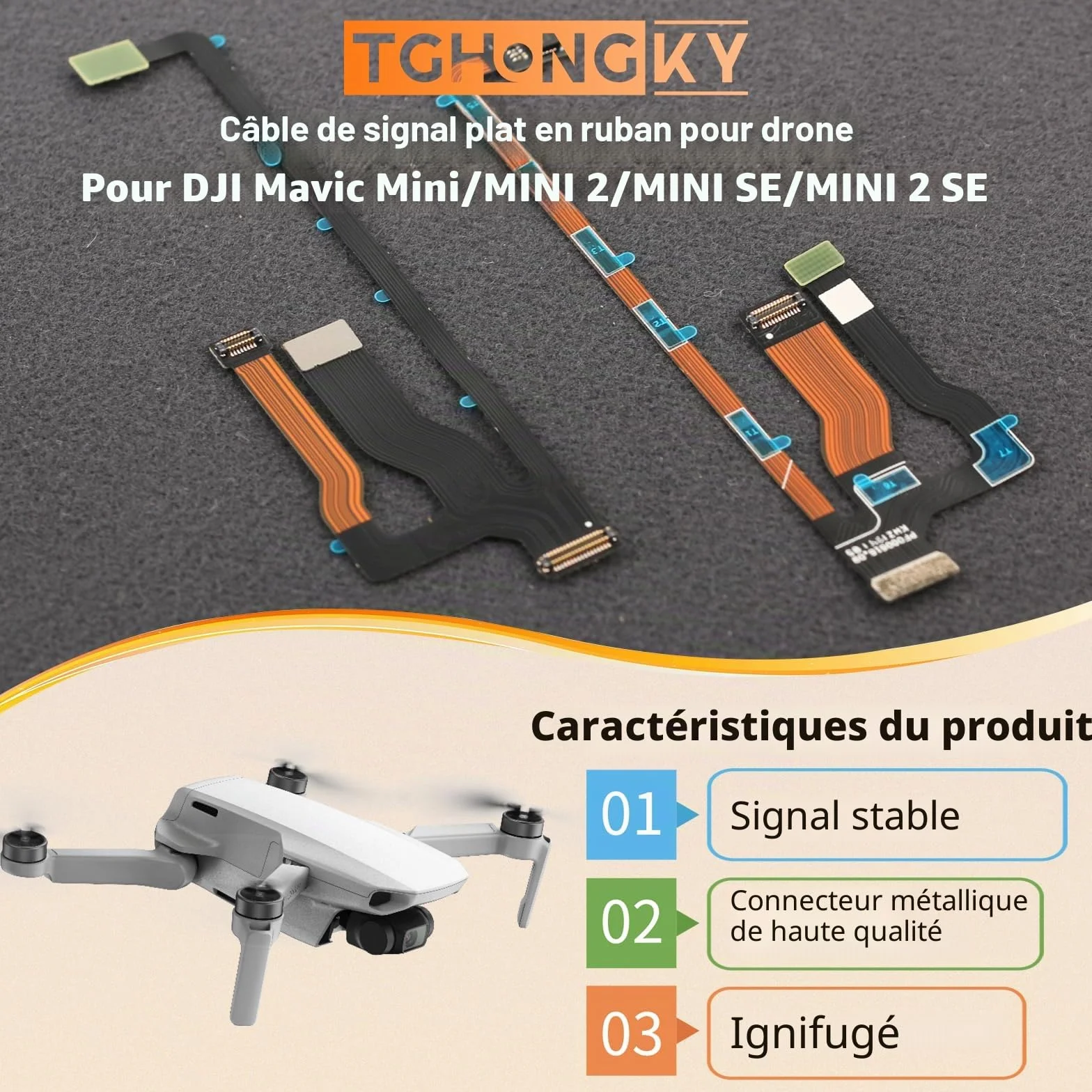 Drone Ruban Plat Signal câble pour DJI Mini/Mini 2/Mavic Mini Câble Ruban de cardan pour DJI Mini 2 SE/Mini SE avec Outils