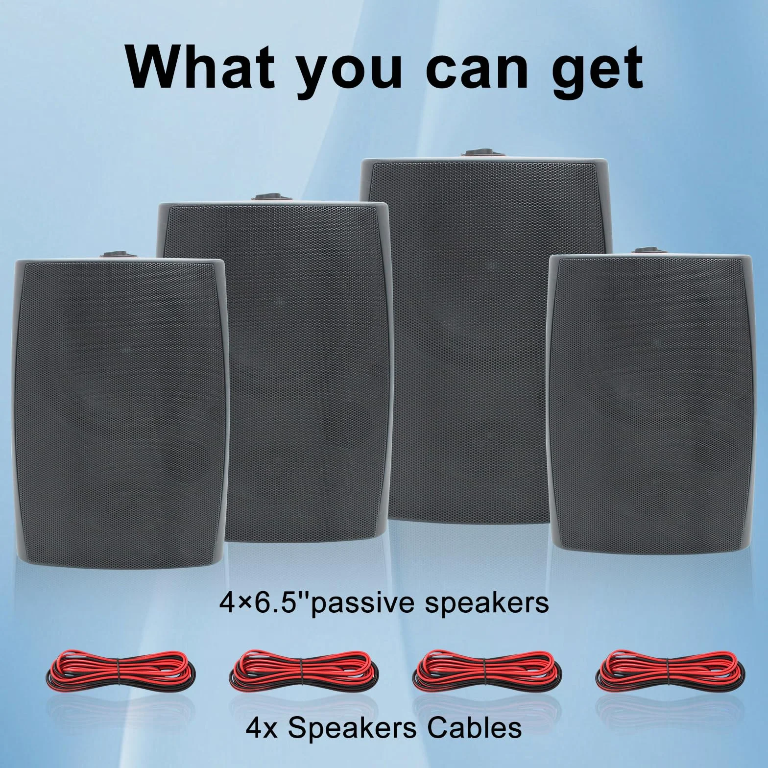 Herdio 6,5 Pouces 800 W Haut-parleurs passifs d'extérieur, 2 Voies, avec Basses, étanche Enceintes d'extérieur, adaptés pour terrasse, Porche, Jardin, intérieur ((4, Noir)