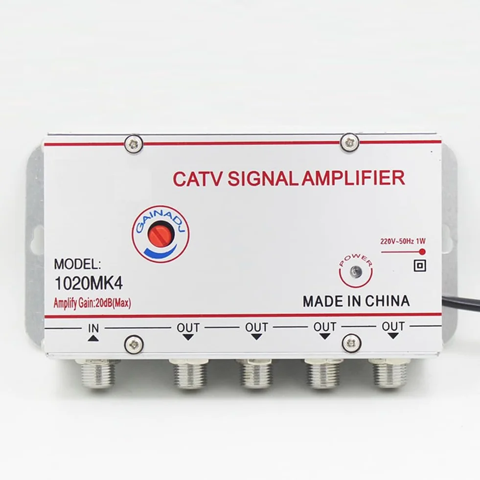 Amplificateur de Signal CATV 20dB Booster TV Numérique 45MHz-860MHz 1 Entrée 6 Sorties Prise EU