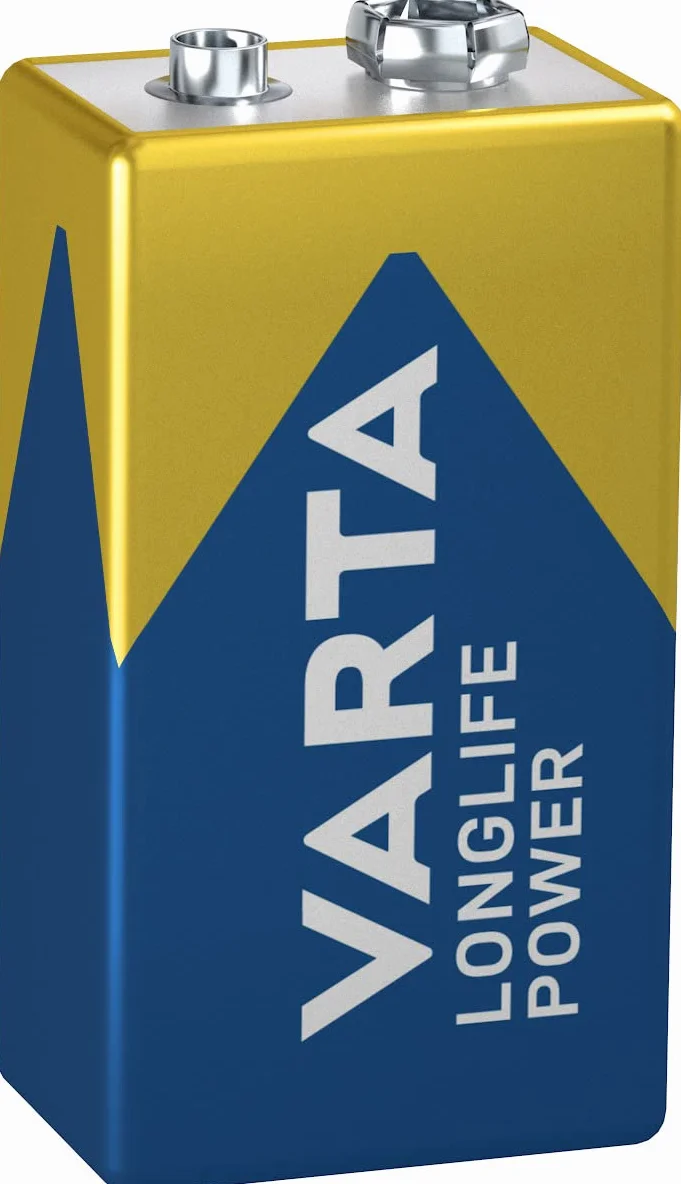 VARTA Piles Pile Bloc 9V, lot de 1, Longlife Power, Alcaline, pour détecteurs d'incendie, détecteurs de fumée, microphones