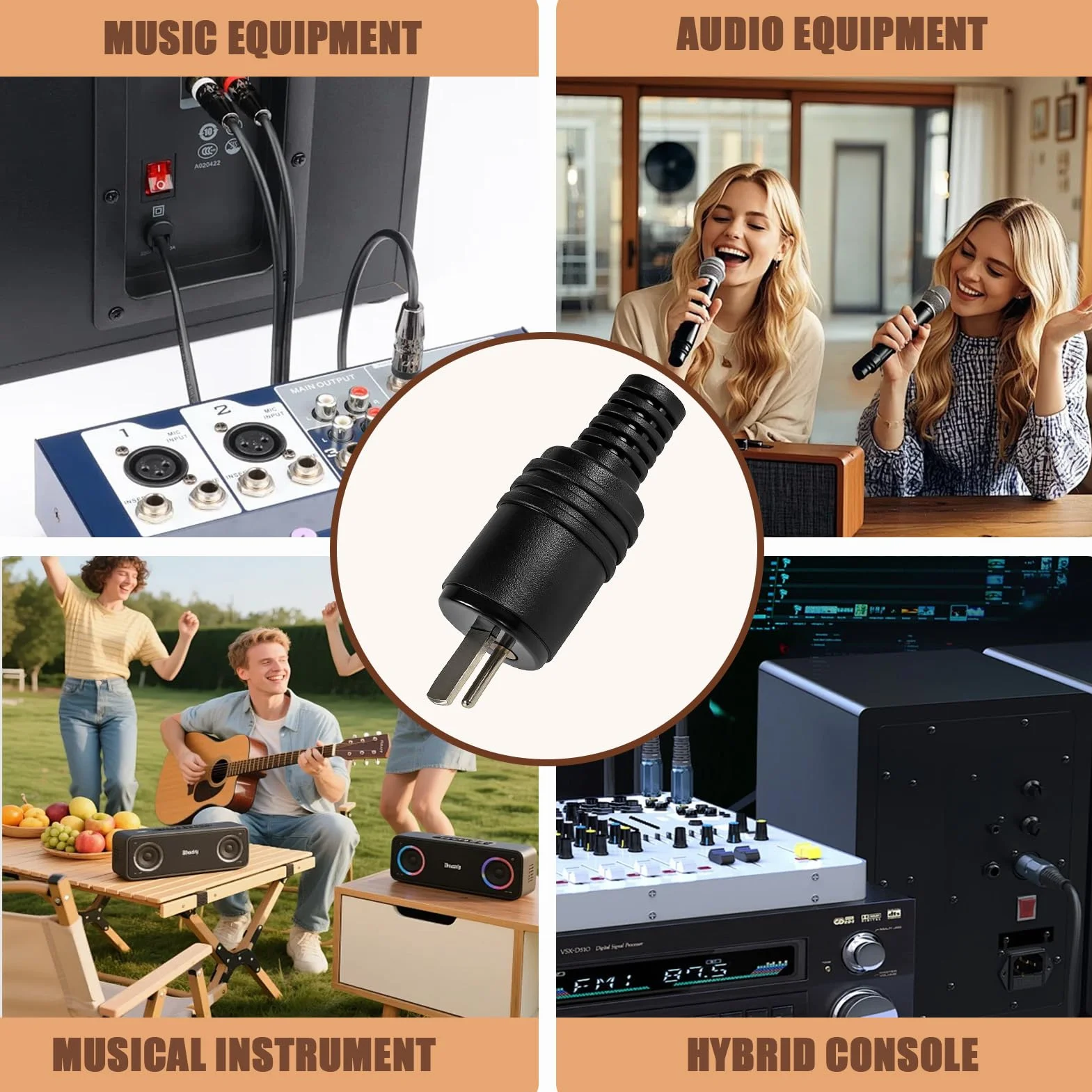 Connecteurs Haut-Parleur DIN 2 Broches à Vis, Fiches Audio HiFi Sans Soudure pour Amplificateur