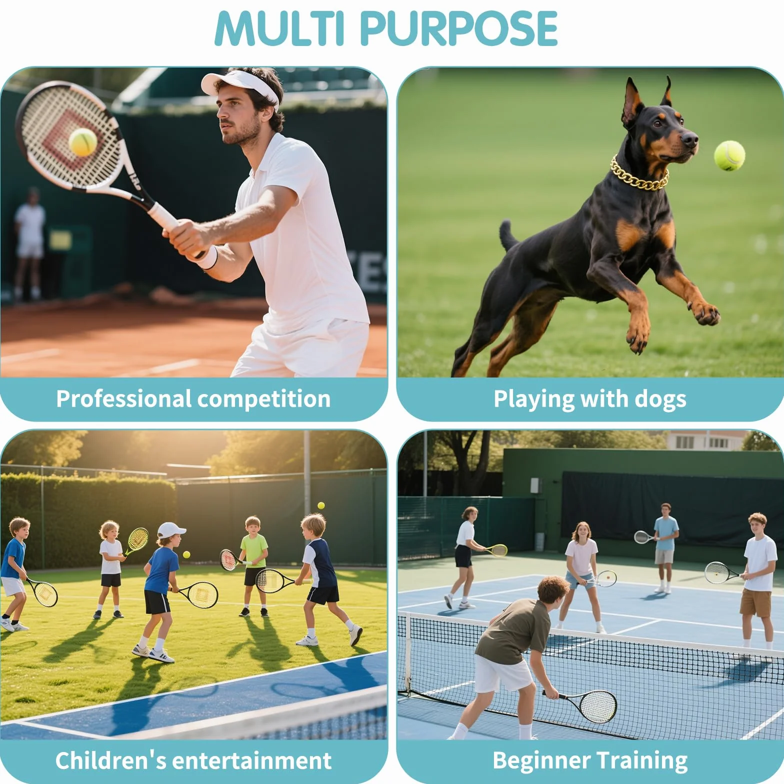 Balles de Tennis pour Chien, 12 Pièces, Balles de Tennis Récréatives pour Débutants