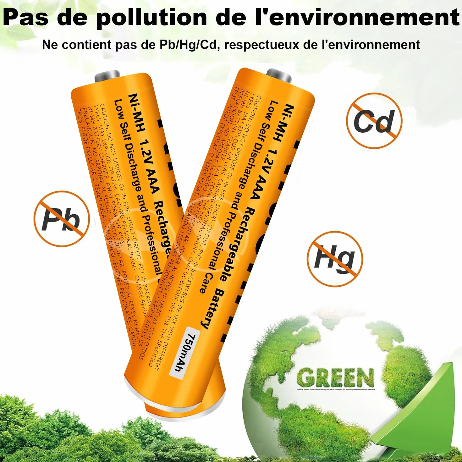 Piles Rechargeables AAA 750mAh 1,2V Ni-MH Lot de 6 pour Gigaset Panasonic