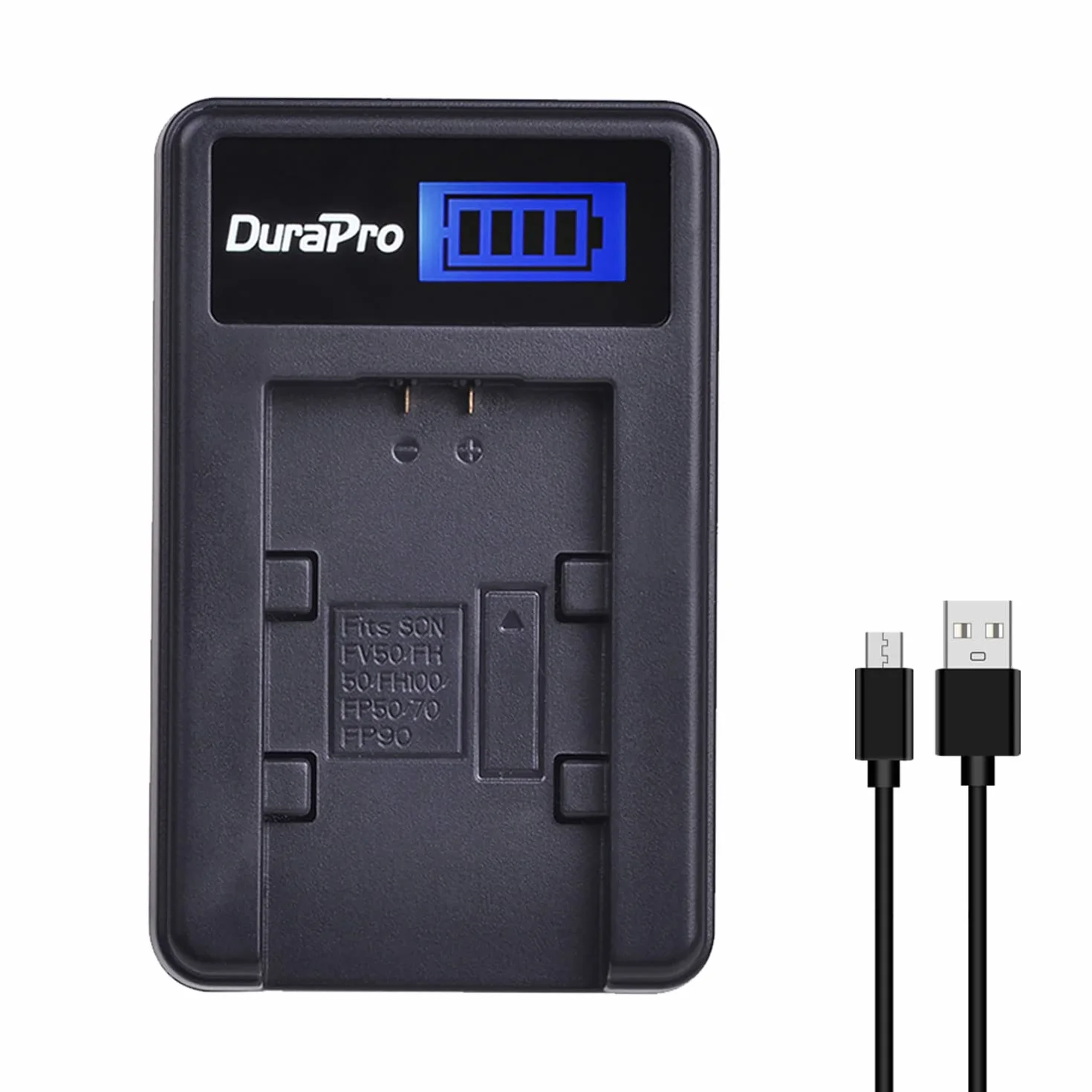 DuraPro Lot de 2 Batteries NP-FH50 NP FH50 + Chargeur de Batterie LCD USB pour Sony NP-FH30, NP-FH40, NP-FH50, NP-FH60, NP-FH70, NP-FH100, série H, Sony DCR-SR32, DCR-SR33,DCR-SR35,DCR-SR36,DCR-SR48